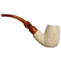 AKB Meerschaum Carved Floral Bent Billiard (with Case)