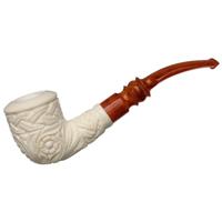 AKB Meerschaum Carved Floral Bent Dublin (with Case)