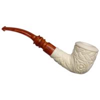 AKB Meerschaum Carved Floral Bent Dublin (with Case)