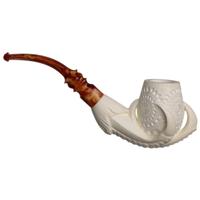 AKB Meerschaum Carved Dragon Claw Holding Vase (Ali) (with Case)