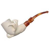 AKB Meerschaum Carved Dragon Claw Holding Vase (Ali) (with Case)