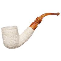 AKB Meerschaum Carved Floral Bent Billiard (Erdogan) (with Case)