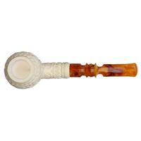 AKB Meerschaum Carved Floral Bent Egg (Erdogan) (with Case)