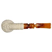 AKB Meerschaum Carved Floral Bent Egg (Erdogan) (with Case)