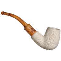 AKB Meerschaum Carved Floral Bent Billiard (Yusuf) (with Case)
