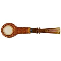 AKB Meerschaum Carved Floral Bent Billiard with Silver (Tekin) (with Case)