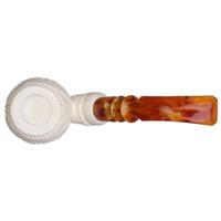 AKB Meerschaum Carved Floral Bent Egg (I. Baglan) (with Case)