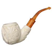 AKB Meerschaum Carved Masonic Bent Apple (Yusuf) (with Case)