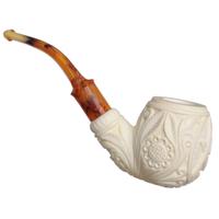 AKB Meerschaum Carved Masonic Bent Apple (Yusuf) (with Case)