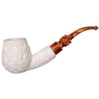 AKB Meerschaum Carved Floral Bent Brandy (I. Baglan) (with Case)