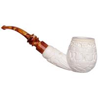 AKB Meerschaum Carved Floral Bent Brandy (I. Baglan) (with Case)