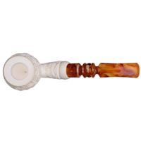 AKB Meerschaum Carved Floral Bent Brandy (I. Baglan) (with Case)