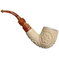 AKB Meerschaum Carved Floral Bent Billiard (I. Baglan) (with Case)