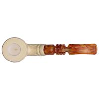AKB Meerschaum Carved Floral Bent Billiard (I. Baglan) (with Case)