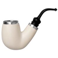 AKB Meerschaum Smooth Reverse Calabash Bent Billiard with Silver (Tekin) (with Case)