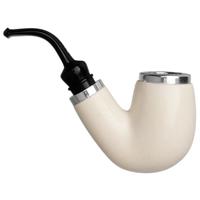 AKB Meerschaum Smooth Reverse Calabash Bent Billiard with Silver (Tekin) (with Case)