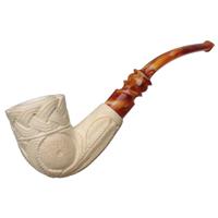 AKB Meerschaum Carved Floral Bent Dublin (with Case)
