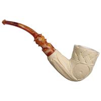 AKB Meerschaum Carved Floral Bent Dublin (with Case)