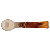AKB Meerschaum Carved Floral Bent Billiard (H. Ege) (with Case)
