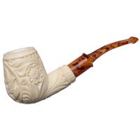 AKB Meerschaum Carved Floral with Eagle Bent Billiard (Yusuf) (with Case)