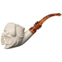 AKB Meerschaum Carved Skull with Horns (with Case)