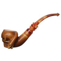 AKB Meerschaum Carved Skull with Snake (with Case)