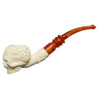 AKB Meerschaum Carved Skull with Flowers (with Case)