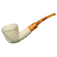 AKB Meerschaum Carved Masonic Bent Dublin (Yusuf) (with Case)