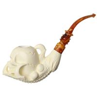 AKB Meerschaum Carved Dragon Claw Holding Skull (with Case)