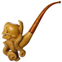 AKB Meerschaum Carved Skull and Cobra (Kenan) (with Case)