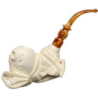 AKB Meerschaum Carved Skull and Octopus (I. Baglan) (with Case)