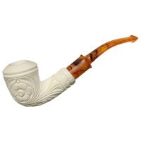AKB Meerschaum Carved Floral Bent Dublin (Yusuf) (with Case)
