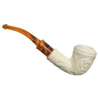 AKB Meerschaum Carved Floral Bent Dublin (Yusuf) (with Case)