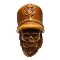 AKB Meerschaum Carved Bearded Skull with Hat (with Case)