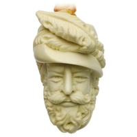 AKB Meerschaum Carved Man with Hat (with Case)