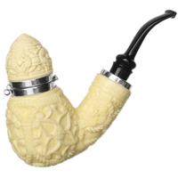 AKB Meerschaum Carved Reverse Calabash Bent Apple with Silver and Cap (Mcinar) (with Case)