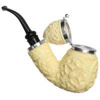 AKB Meerschaum Carved Reverse Calabash Bent Apple with Silver and Cap (Mcinar) (with Case)