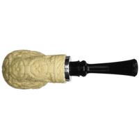 AKB Meerschaum Carved Reverse Calabash Bent Apple with Silver and Cap (Mcinar) (with Case)