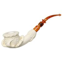 AKB Meerschaum Carved Dragon Claw Holding Vase (Ali) (with Case)