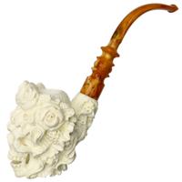 AKB Meerschaum Carved Floral Skull (Altay) (with Case)