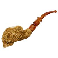 AKB Meerschaum Carved Floral Skull (Altay) (with Case)
