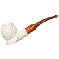AKB Meerschaum Carved Floral Bent Apple (Yusuf) (with Case)