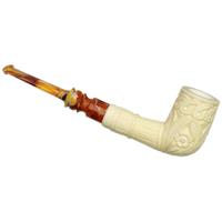 AKB Meerschaum Carved Floral Billiard (with Case)