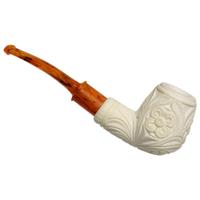 AKB Meerschaum Carved Floral Bent Brandy (with Case)