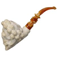 AKB Meerschaum Carved Floral Skull (I. Baglan) (with Case)
