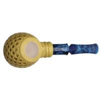 AKB Meerschaum Carved Floral Bent Apple (Mutlu) (with Case and Tamper)