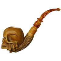 AKB Meerschaum Carved Hand Holding Skull (with Case)
