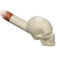 AKB Meerschaum Carved Skull Churchwarden (Kenan) (with Case)
