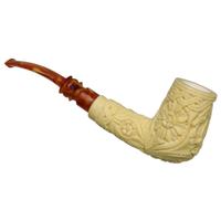 AKB Meerschaum Carved Dragon and Floral Bent Billiard (Ali) (with Case)