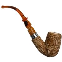 AKB Meerschaum Carved Floral Bent Billiard (with Case)